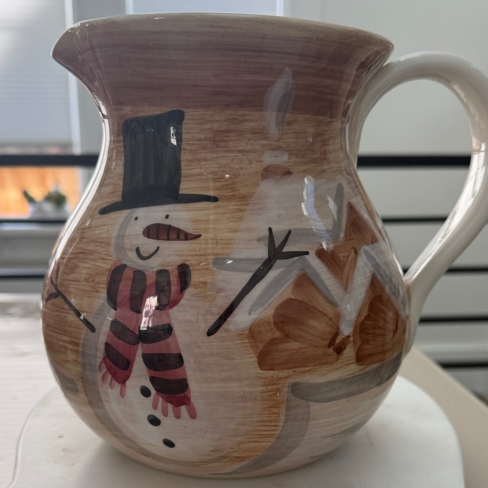 Marco e Christina Italian Snowman Ceramic Pitcher